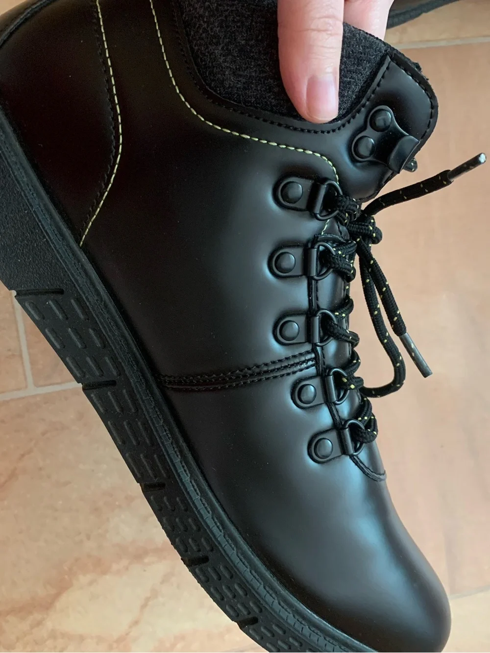 NWT Reserved Footwear Men's Black Smooth Lace-up High-Top Boots